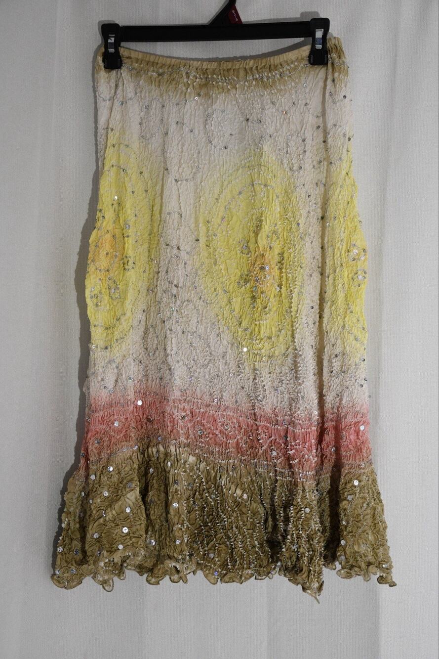 Vintage Y2K Women’s 100% Silk Fairy Skirt Colorful Ombré With Sequins Size M NWT